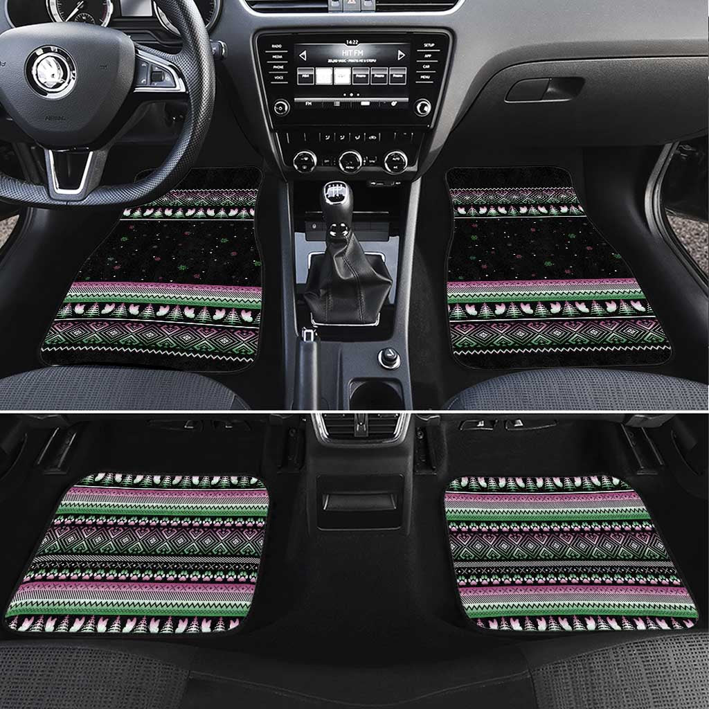 Christmas Dachshund Angel Dog Car Mats Pink Green Tree Feather Pattern Design - Wonder Print Shop