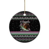 Christmas Dachshund Angel Dog Ceramic Ornament Pink Green Tree Feather Pattern Design - Wonder Print Shop