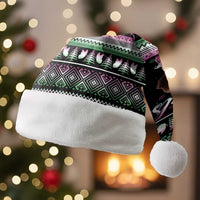 Christmas Dachshund Angel Dog Christmas Santa Hat Pink Green Tree Feather Pattern Design - Wonder Print Shop