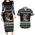 Christmas Dachshund Angel Dog Couples Matching Long Sleeve Bodycon Dress and Hawaiian Shirt Pink Green Tree Feather Pattern Design - Wonder Print Shop