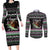 Christmas Dachshund Angel Dog Couples Matching Long Sleeve Bodycon Dress and Long Sleeve Button Shirt Pink Green Tree Feather Pattern Design - Wonder Print Shop