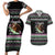 Christmas Dachshund Angel Dog Couples Matching Short Sleeve Bodycon Dress and Hawaiian Shirt Pink Green Tree Feather Pattern Design - Wonder Print Shop