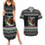 Christmas Dachshund Angel Dog Couples Matching Summer Maxi Dress and Hawaiian Shirt Pink Green Tree Feather Pattern Design - Wonder Print Shop
