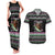 Christmas Dachshund Angel Dog Couples Matching Tank Maxi Dress and Hawaiian Shirt Pink Green Tree Feather Pattern Design - Wonder Print Shop