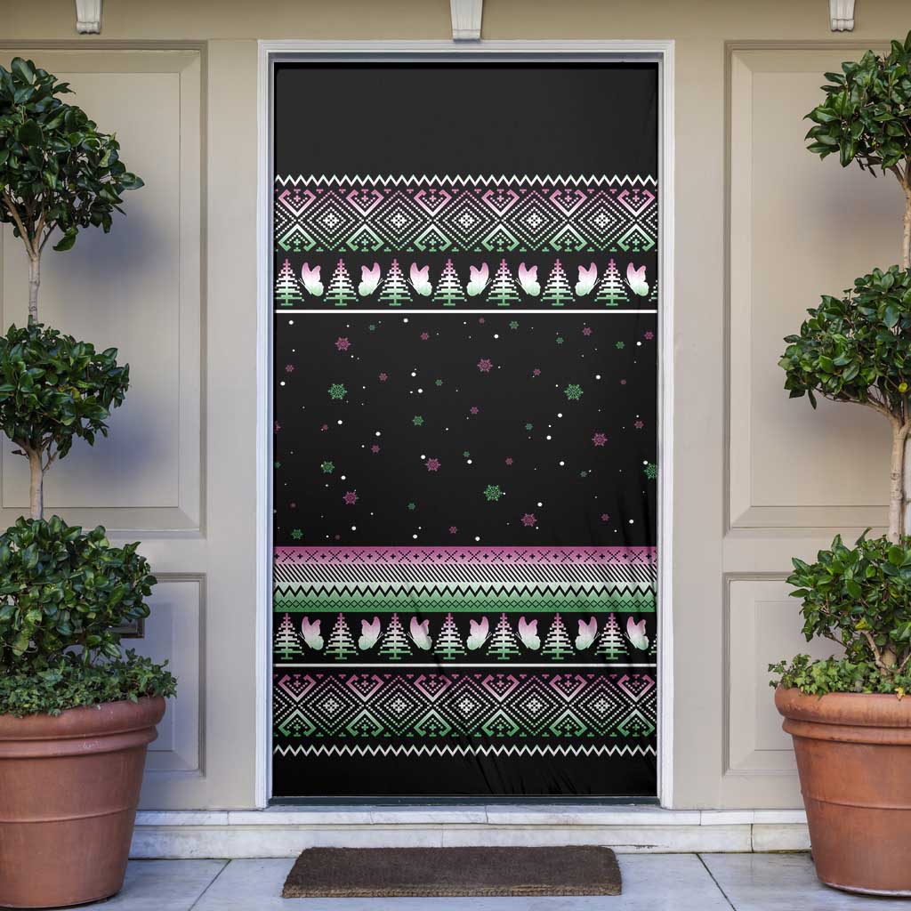 Christmas Dachshund Angel Dog Door Cover Pink Green Tree Feather Pattern Design - Wonder Print Shop