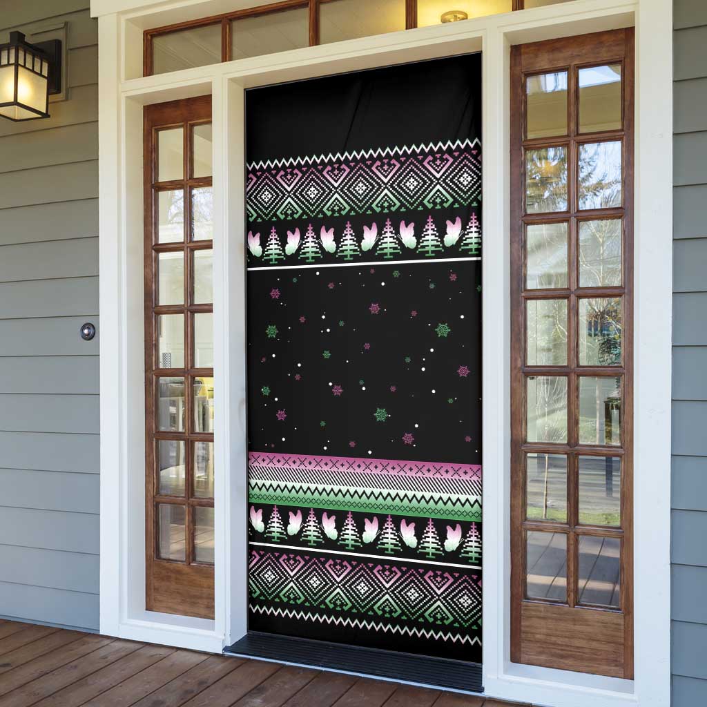 Christmas Dachshund Angel Dog Door Cover Pink Green Tree Feather Pattern Design - Wonder Print Shop