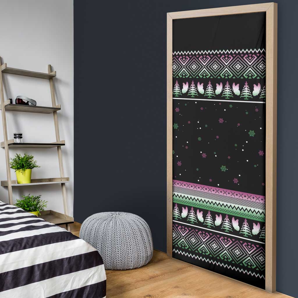 Christmas Dachshund Angel Dog Door Cover Pink Green Tree Feather Pattern Design - Wonder Print Shop