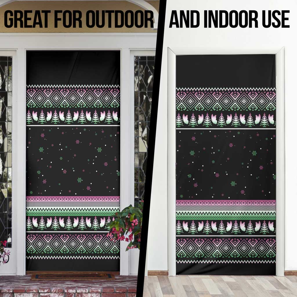 Christmas Dachshund Angel Dog Door Cover Pink Green Tree Feather Pattern Design - Wonder Print Shop