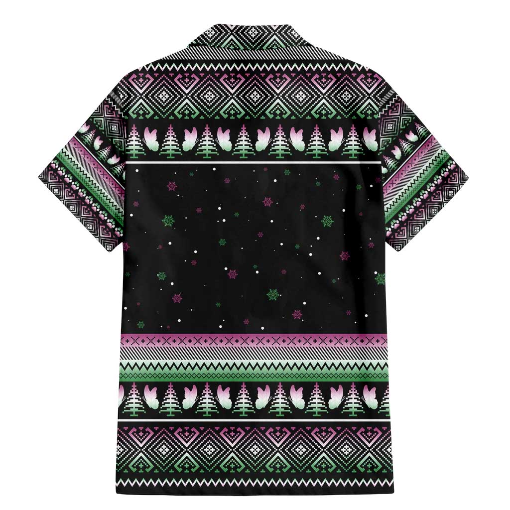 Christmas Dachshund Angel Dog Family Matching Mermaid Dress and Hawaiian Shirt Pink Green Tree Feather Pattern Design - Wonder Print Shop