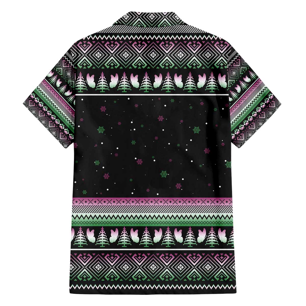 Christmas Dachshund Angel Dog Family Matching Off The Shoulder Long Sleeve Dress and Hawaiian Shirt Pink Green Tree Feather Pattern Design - Wonder Print Shop