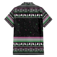 Christmas Dachshund Angel Dog Family Matching Off The Shoulder Long Sleeve Dress and Hawaiian Shirt Pink Green Tree Feather Pattern Design - Wonder Print Shop