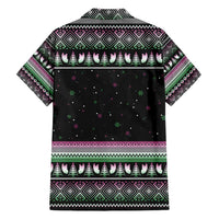 Christmas Dachshund Angel Dog Family Matching Short Sleeve Bodycon Dress and Hawaiian Shirt Pink Green Tree Feather Pattern Design - Wonder Print Shop