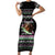 Christmas Dachshund Angel Dog Family Matching Short Sleeve Bodycon Dress and Hawaiian Shirt Pink Green Tree Feather Pattern Design - Wonder Print Shop