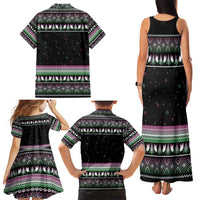 Christmas Dachshund Angel Dog Family Matching Tank Maxi Dress and Hawaiian Shirt Pink Green Tree Feather Pattern Design - Wonder Print Shop