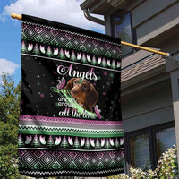 Christmas Dachshund Angel Dog Garden Flag Pink Green Tree Feather Pattern Design - Wonder Print Shop
