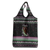 Christmas Dachshund Angel Dog Grocery Bag Pink Green Tree Feather Pattern Design - Wonder Print Shop