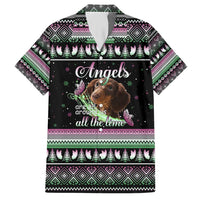 Christmas Dachshund Angel Dog Hawaiian Shirt Pink Green Tree Feather Pattern Design - Wonder Print Shop