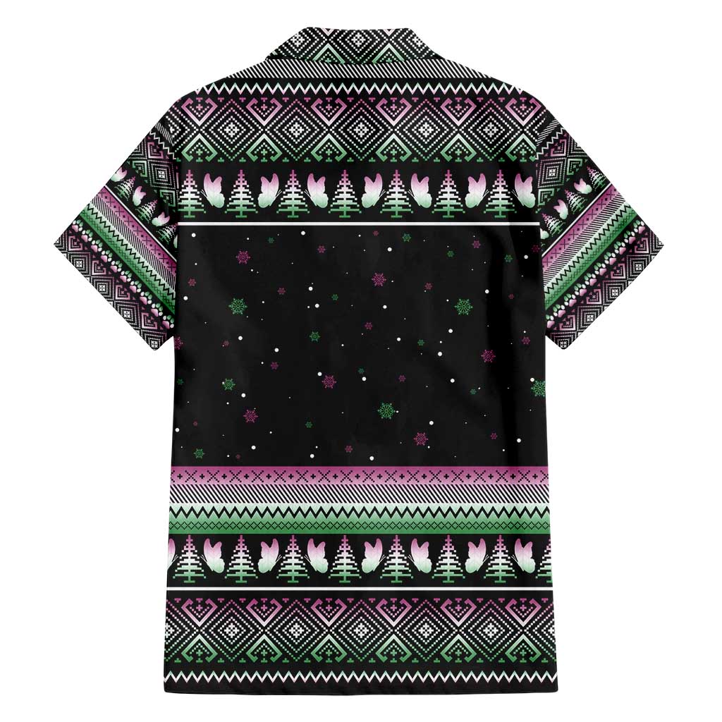 Christmas Dachshund Angel Dog Hawaiian Shirt Pink Green Tree Feather Pattern Design - Wonder Print Shop