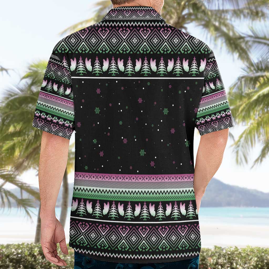 Christmas Dachshund Angel Dog Hawaiian Shirt Pink Green Tree Feather Pattern Design - Wonder Print Shop