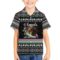 Christmas Dachshund Angel Dog Hawaiian Shirt Pink Green Tree Feather Pattern Design - Wonder Print Shop