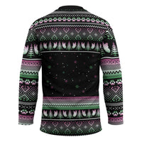 Christmas Dachshund Angel Dog Hockey Jersey Pink Green Tree Feather Pattern Design - Wonder Print Shop