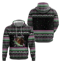 Christmas Dachshund Angel Dog Hoodie Pink Green Tree Feather Pattern Design - Wonder Print Shop