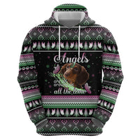 Christmas Dachshund Angel Dog Hoodie Pink Green Tree Feather Pattern Design - Wonder Print Shop