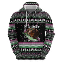 Christmas Dachshund Angel Dog Hoodie Pink Green Tree Feather Pattern Design - Wonder Print Shop