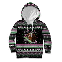 Christmas Dachshund Angel Dog Kid Hoodie Pink Green Tree Feather Pattern Design - Wonder Print Shop