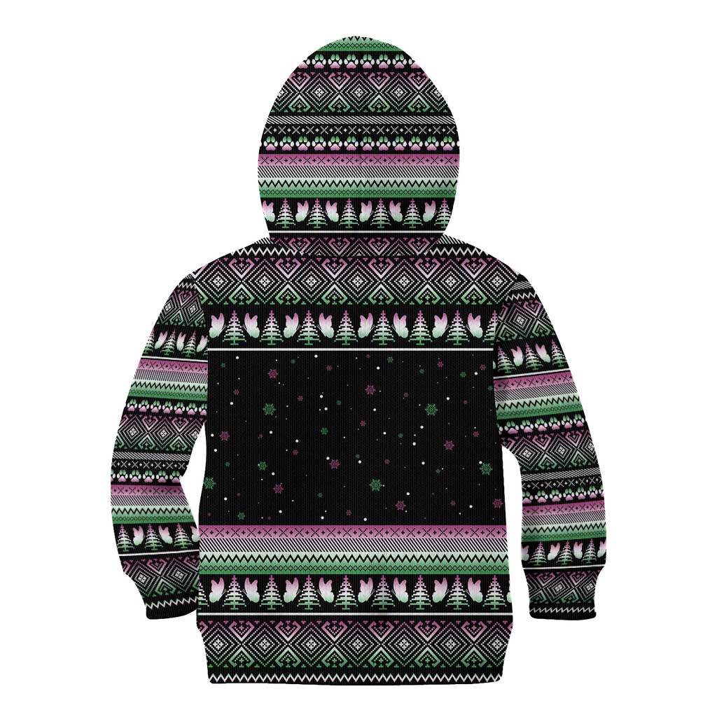 Christmas Dachshund Angel Dog Kid Hoodie Pink Green Tree Feather Pattern Design - Wonder Print Shop
