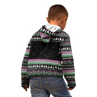 Christmas Dachshund Angel Dog Kid Hoodie Pink Green Tree Feather Pattern Design - Wonder Print Shop