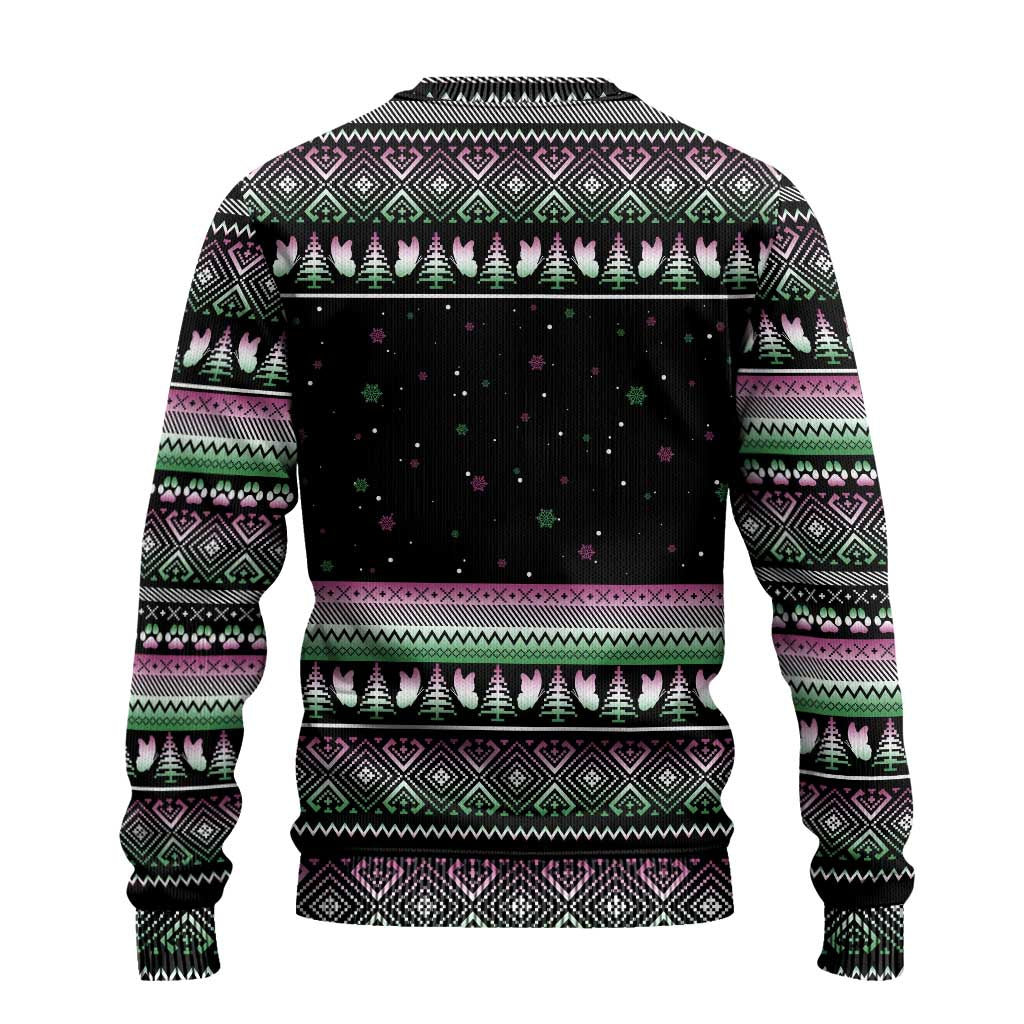 Christmas Dachshund Angel Dog Ugly Christmas Sweater Pink Green Tree Feather Pattern Design - Wonder Print Shop