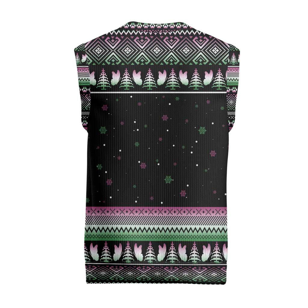 Christmas Dachshund Angel Dog Christmas Knitted V-Neck Vest Pink Green Tree Feather Pattern Design - Wonder Print Shop