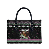 Christmas Dachshund Angel Dog Leather Bag Pink Green Tree Feather Pattern Design - Wonder Print Shop
