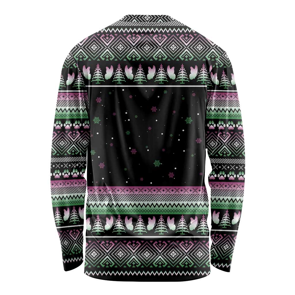 Christmas Dachshund Angel Dog Long Sleeve Shirt Pink Green Tree Feather Pattern Design - Wonder Print Shop