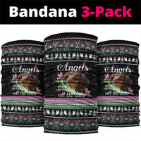 Christmas Dachshund Angel Dog Neck Gaiter Pink Green Tree Feather Pattern Design - Wonder Print Shop