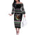 Christmas Dachshund Angel Dog Off The Shoulder Long Sleeve Dress Pink Green Tree Feather Pattern Design - Wonder Print Shop