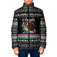 Christmas Dachshund Angel Dog Padded Jacket Pink Green Tree Feather Pattern Design - Wonder Print Shop