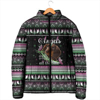 Christmas Dachshund Angel Dog Padded Jacket Pink Green Tree Feather Pattern Design - Wonder Print Shop