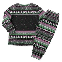 Christmas Dachshund Angel Dog Christmas Pajama Set Pink Green Tree Feather Pattern Design - Wonder Print Shop