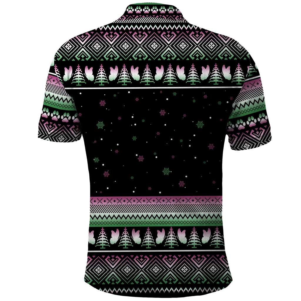Christmas Dachshund Angel Dog Polo Shirt Pink Green Tree Feather Pattern Design - Wonder Print Shop
