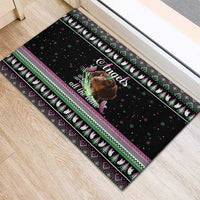 Christmas Dachshund Angel Dog Rubber Doormat Pink Green Tree Feather Pattern Design - Wonder Print Shop