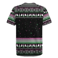 Christmas Dachshund Angel Dog Rugby Jersey Pink Green Tree Feather Pattern Design - Wonder Print Shop