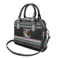 Christmas Dachshund Angel Dog Shoulder Handbag Pink Green Tree Feather Pattern Design - Wonder Print Shop
