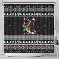 Christmas Dachshund Angel Dog Shower Curtain Pink Green Tree Feather Pattern Design - Wonder Print Shop