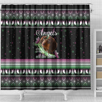 Christmas Dachshund Angel Dog Shower Curtain Pink Green Tree Feather Pattern Design - Wonder Print Shop