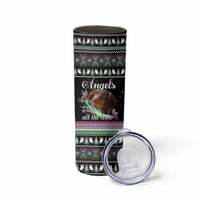 Christmas Dachshund Angel Dog Skinny Tumbler Pink Green Tree Feather Pattern Design - Wonder Print Shop