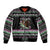 Christmas Dachshund Angel Dog Sleeve Zip Bomber Jacket Pink Green Tree Feather Pattern Design - Wonder Print Shop
