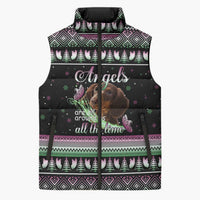 Christmas Dachshund Angel Dog Sleeveless Puffer Jacket Pink Green Tree Feather Pattern Design - Wonder Print Shop