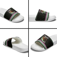Christmas Dachshund Angel Dog Slide Sandals Pink Green Tree Feather Pattern Design - Wonder Print Shop